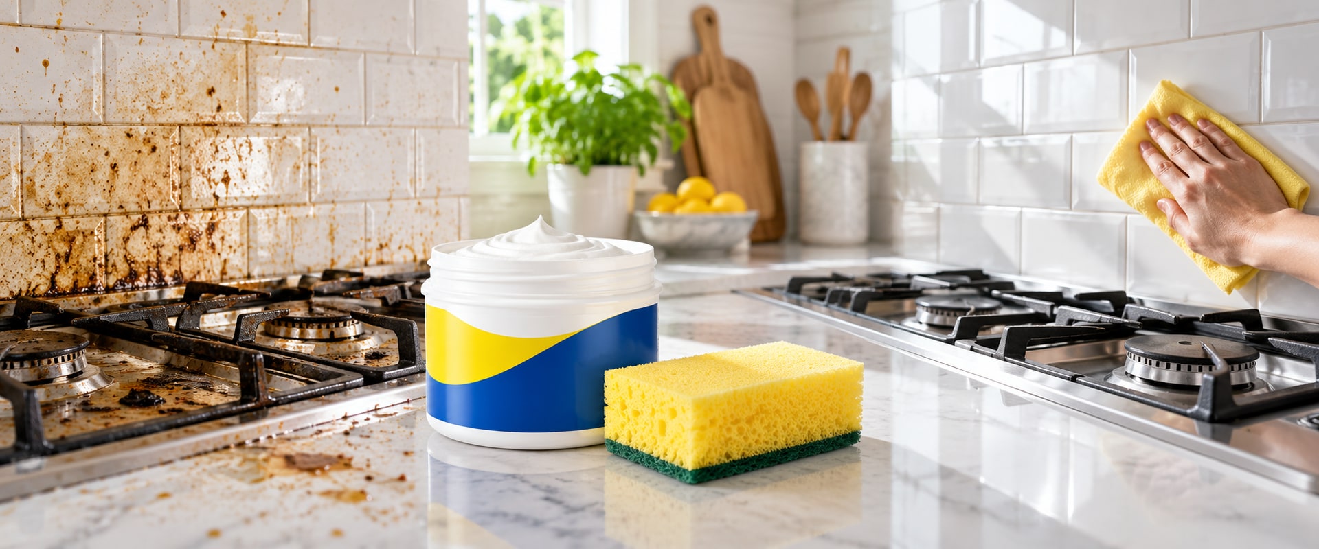 Kitchen cleaning result with xbwinoxa cleaning cream